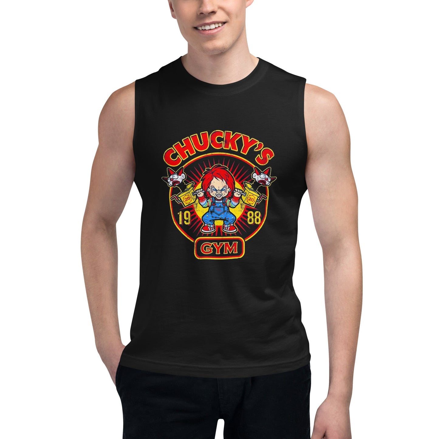 Playera sin Mangas de Chucky's Gym, Disponible en la mejor tienda online para comprar tu merch favorita, la mejor Calidad, compra Ahora en Gymbros! 